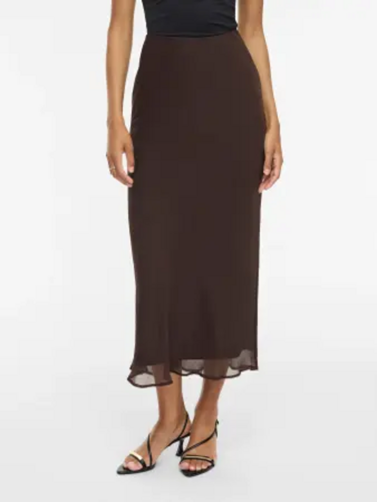 Vila Clothes vifalia chiffon midi skirt - brown