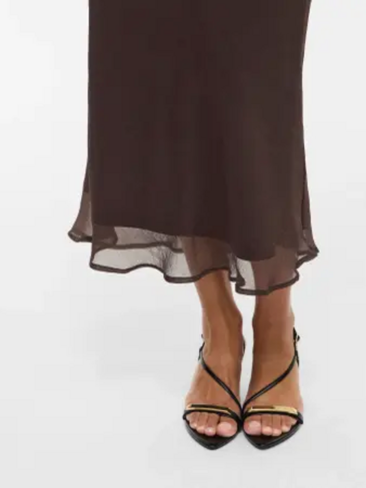 Vila Clothes vifalia chiffon midi skirt - brown