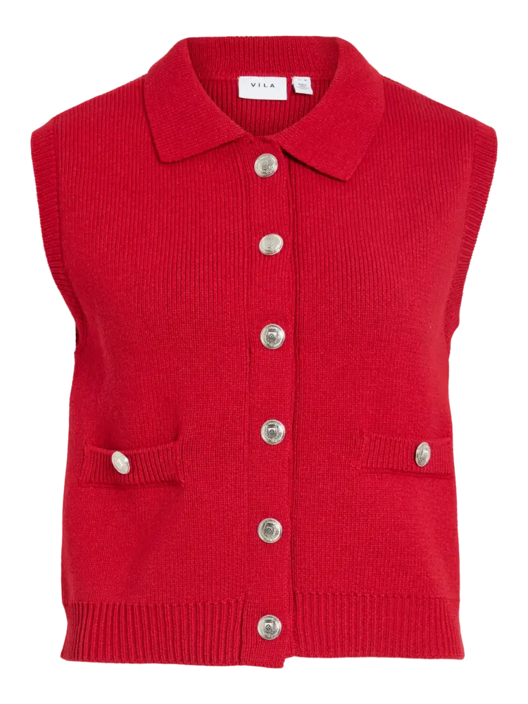 Vila Clothes Visibella button cardigan - red