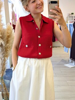 Vila Clothes Visibella button cardigan - red