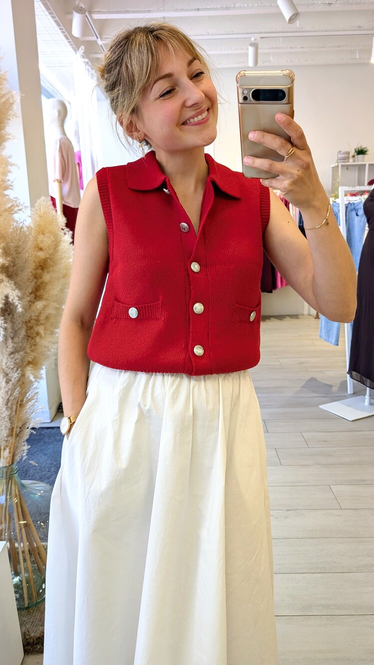 Vila Clothes Visibella button cardigan - red
