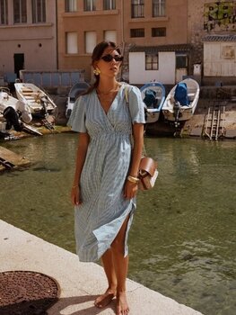 Sillie checked short sleeve dress - green/white