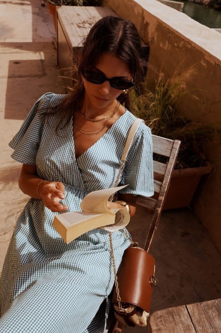 Sillie checked short sleeve dress - green/white