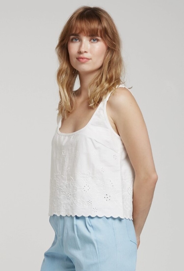 Sillie embroidered crop top - white