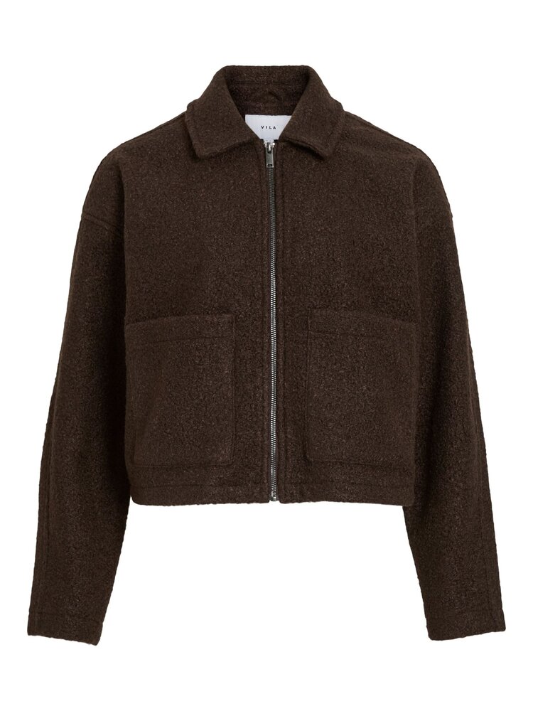 Vila Clothes vijadas structure zipper jacket - brown