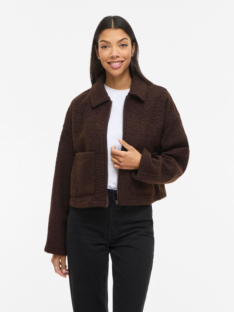 Vila Clothes vijadas structure zipper jacket - brown