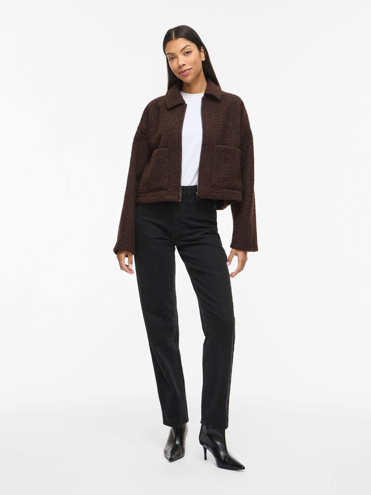 Vila Clothes vijadas structure zipper jacket - brown