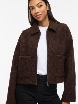 Vila Clothes vijadas structure zipper jacket - brown