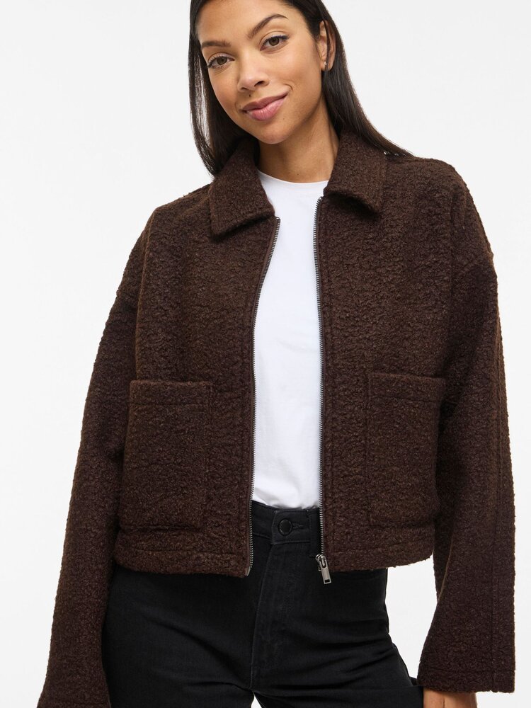Vila Clothes vijadas structure zipper jacket - brown