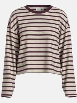 Vila Clothes visina long sleeve stripe t-shirt - brow/white