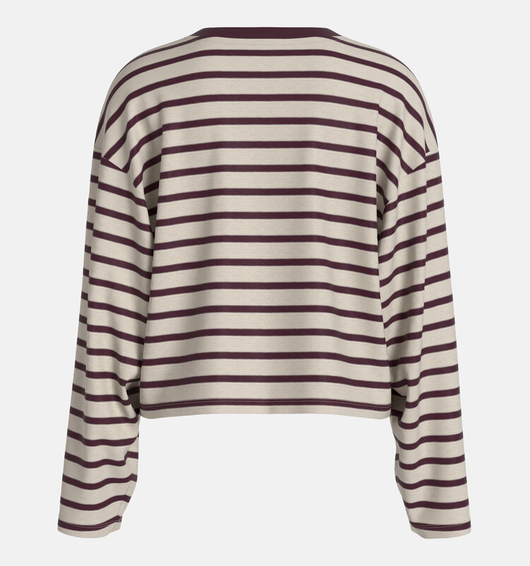 Vila Clothes visina long sleeve stripe t-shirt - brow/white