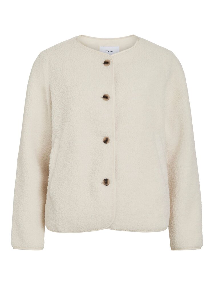 Vila Clothes viada teddy jacket - ecru