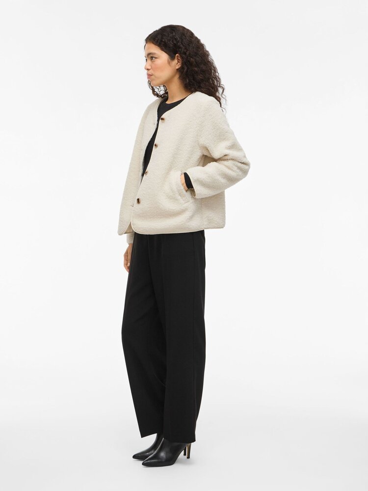 Vila Clothes viada teddy jacket - ecru