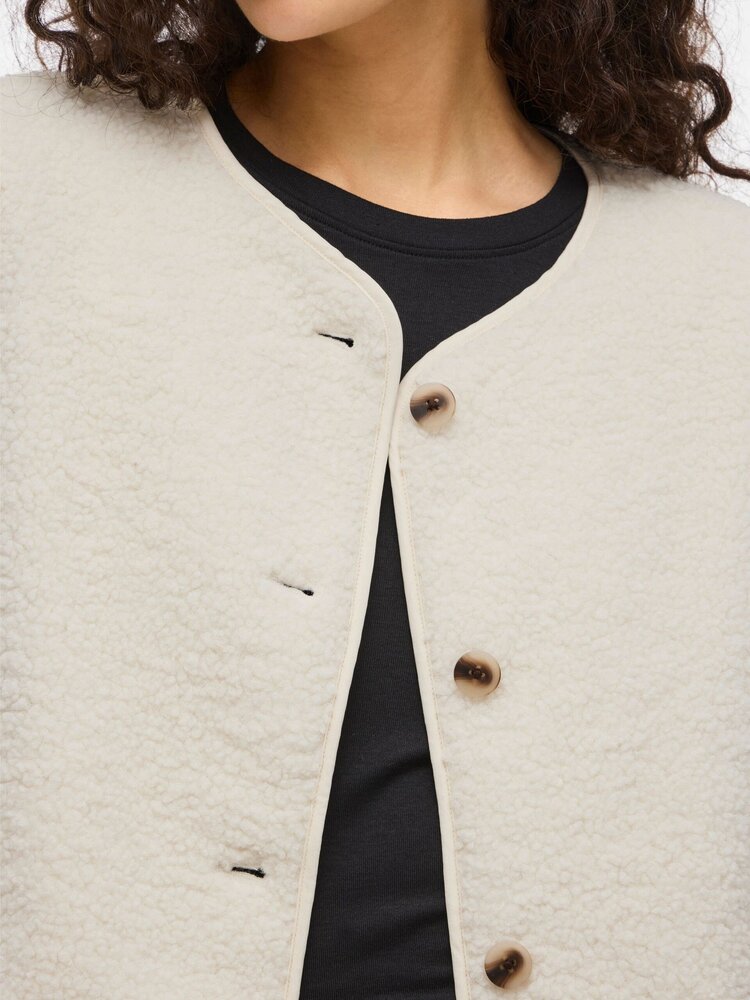 Vila Clothes viada teddy jacket - ecru