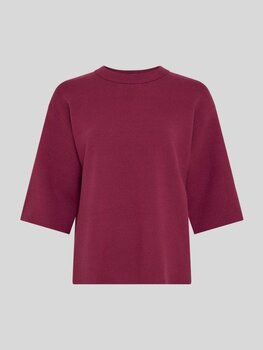 Moss Copenhagen agatha knit 3/4 sleeve pulover - bordeaux