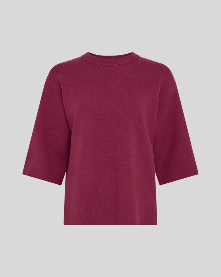 Moss Copenhagen agatha knit 3/4 sleeve pulover - bordeaux