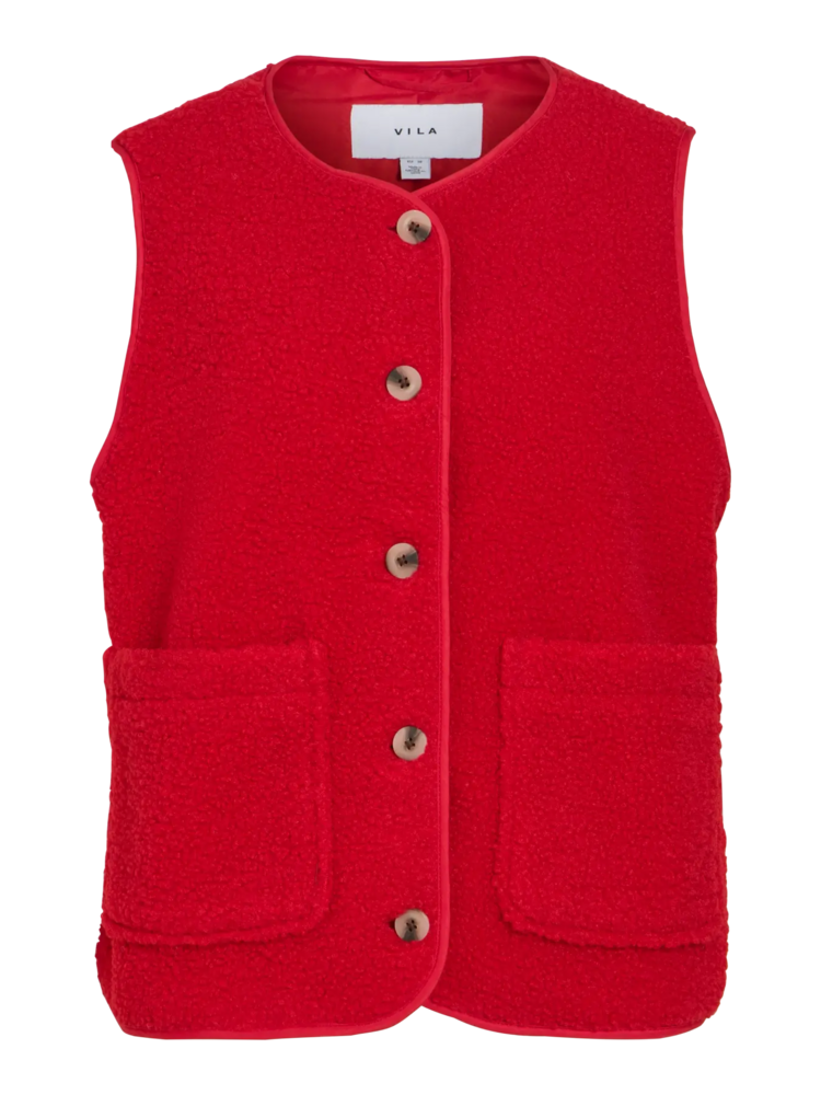 Vila Clothes viada teddy sleeveless vest - red