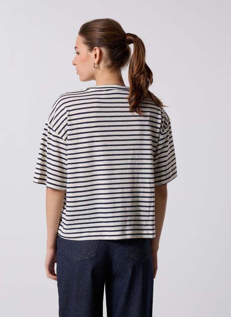 La petite étoile tais t-shirt rayé - marine/blanc