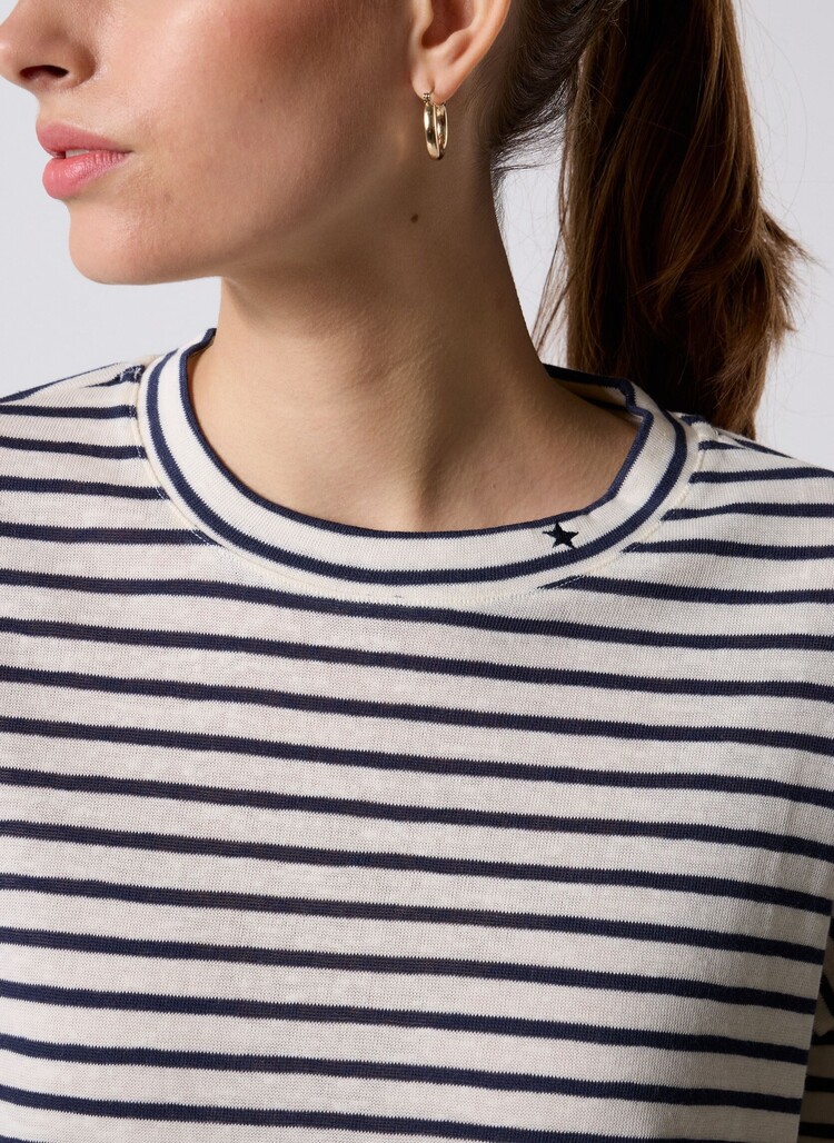 La petite étoile tais t-shirt rayé - marine/blanc