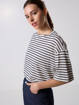 La petite étoile tais t-shirt rayé - marine/blanc