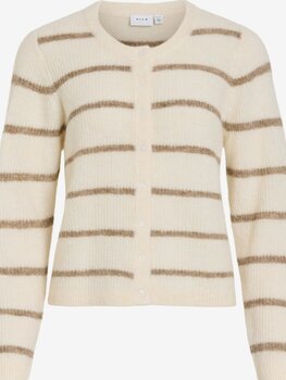 Vila Clothes vilory long sleeve spripe cardigan - white/beige