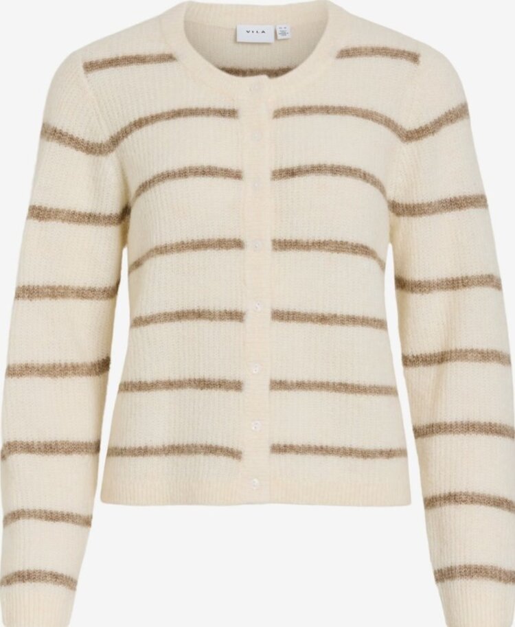 Vila Clothes vilory long sleeve spripe cardigan - white/beige