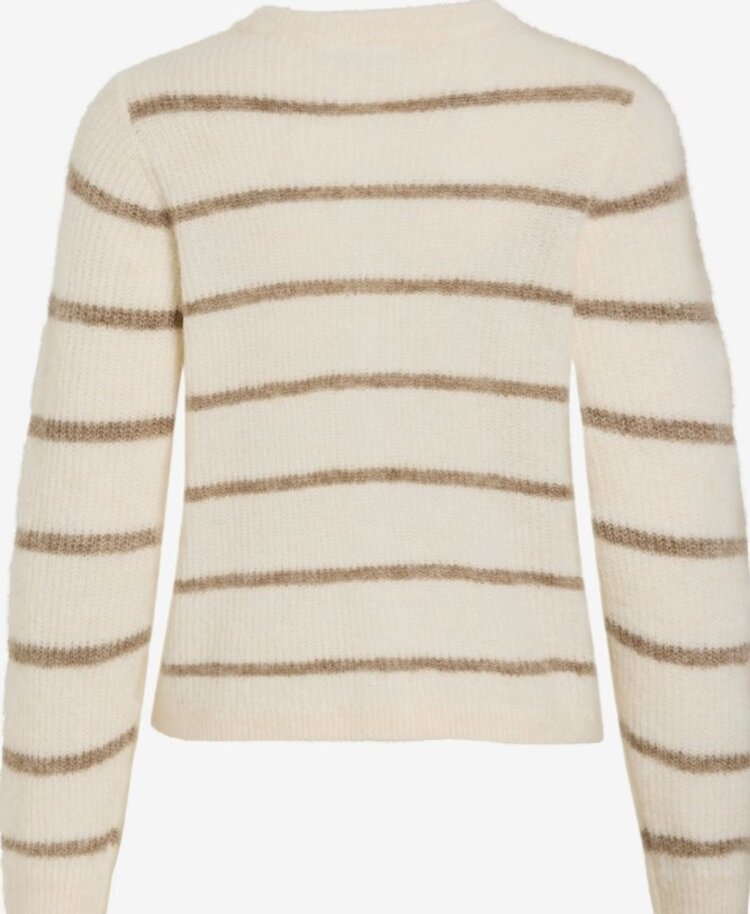 Vila Clothes vilory long sleeve spripe cardigan - white/beige