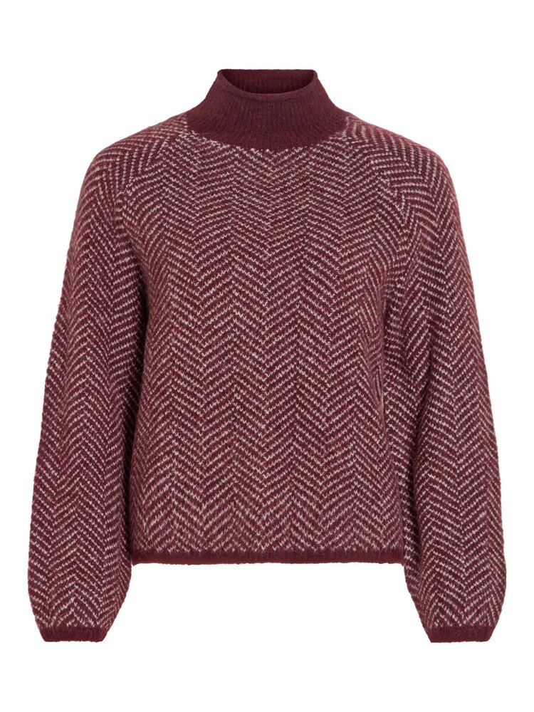 Vila Clothes vilory hight neck sweater - bordeaux print