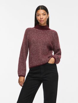 Vila Clothes vilory hight neck sweater - bordeaux print