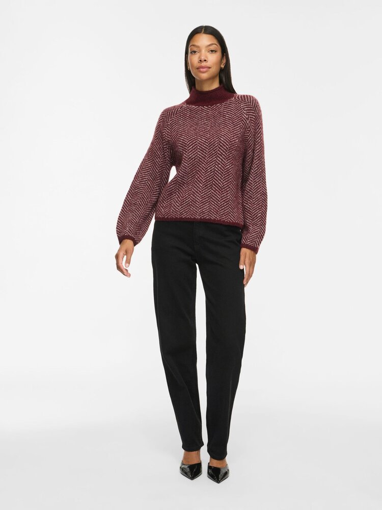 Vila Clothes vilory hight neck sweater - bordeaux print