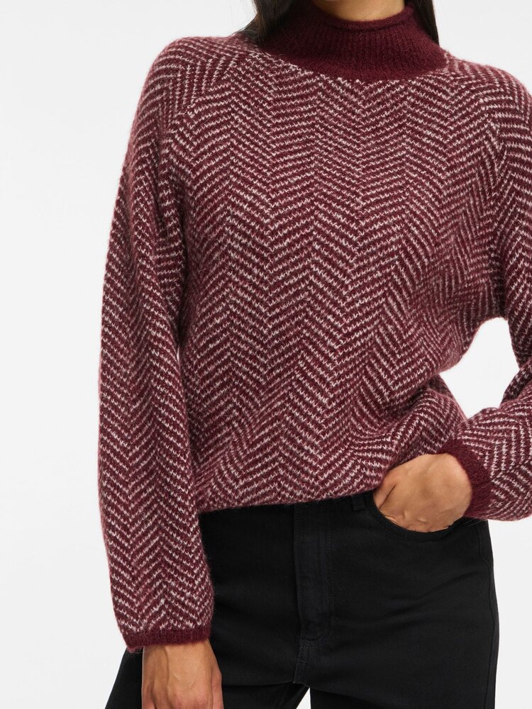 Vila Clothes vilory hight neck sweater - bordeaux print