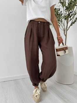 Sillie linnen balloon pants - brown