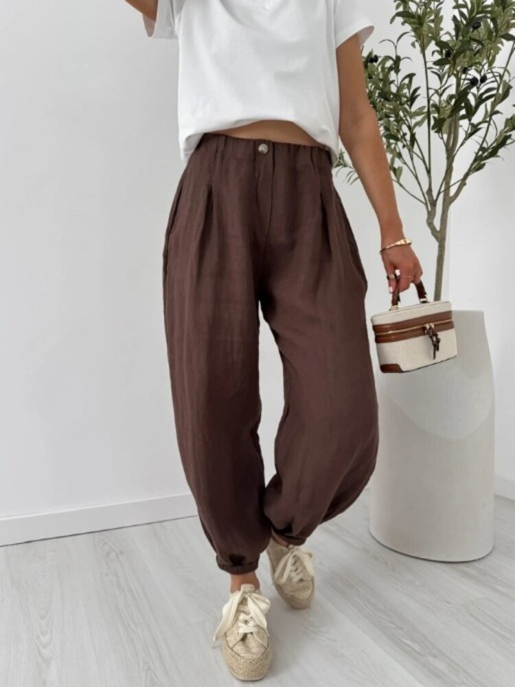 Sillie linnen balloon pants - brown