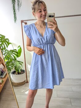 Sillie v-neck short dress - light blue