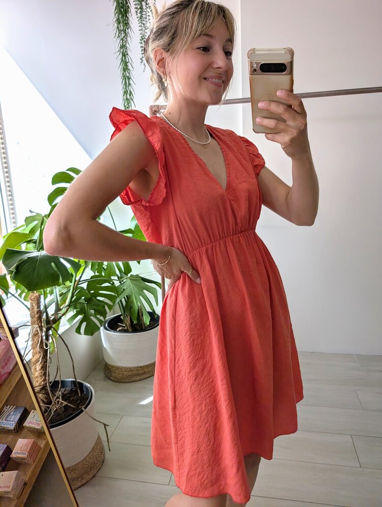 Sillie v-neck short dress - red