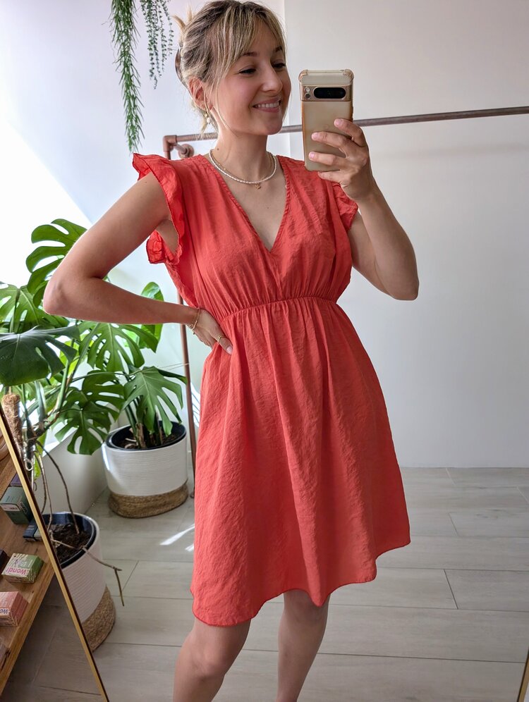 Sillie v-neck short dress - red