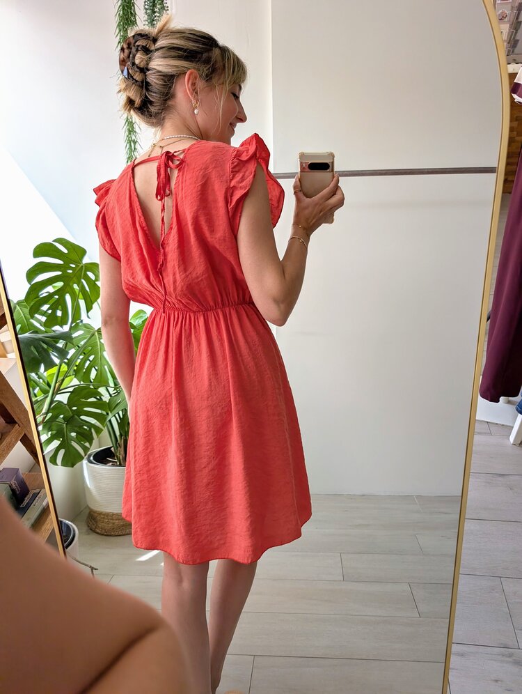 Sillie v-neck short dress - red
