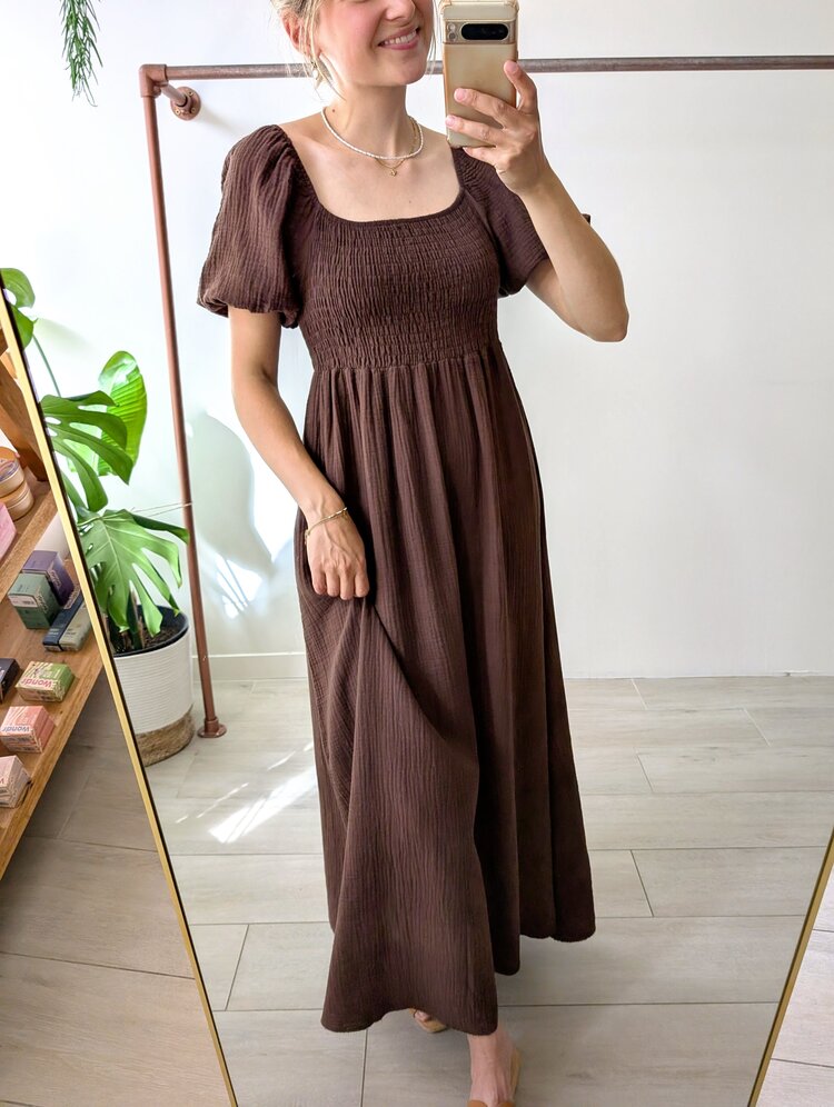 Sillie tetra maxi dress - chocolat brown