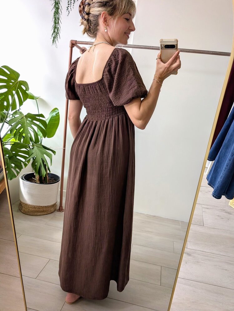 Sillie tetra maxi dress - chocolat brown