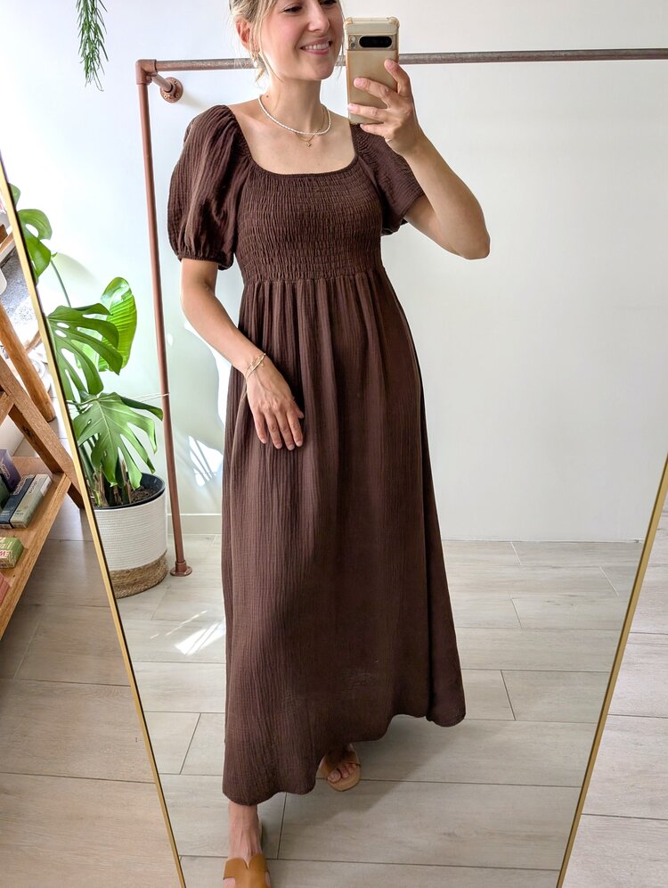 Sillie tetra maxi dress - chocolat brown
