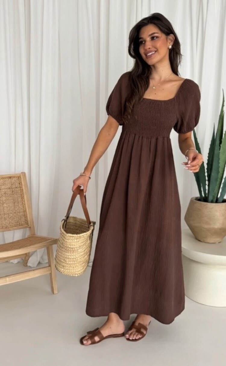 Sillie tetra maxi dress - chocolat brown