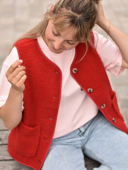 Vila Clothes viada teddy sleeveless vest - red