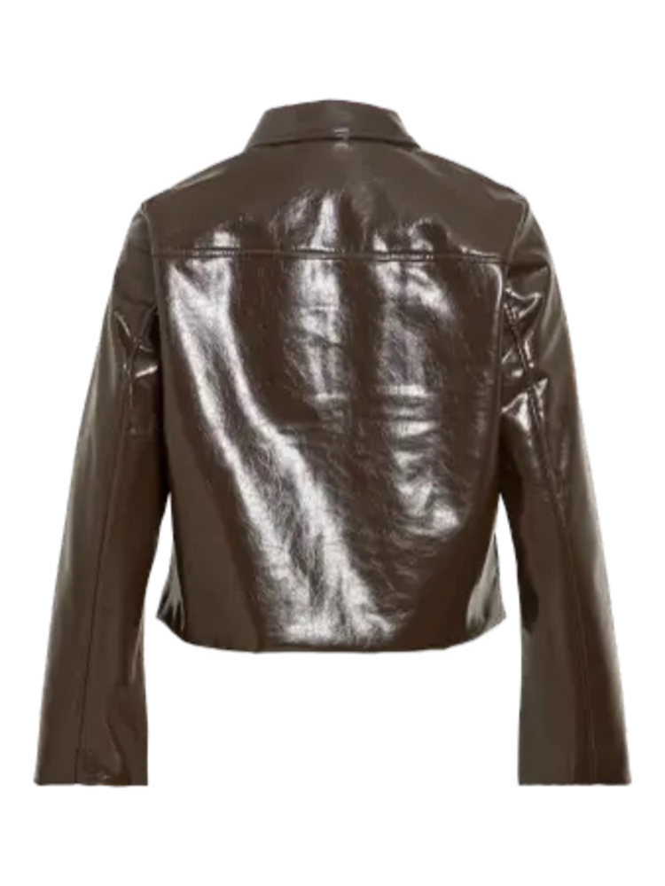 Vila Clothes vishinny zipper jacket - shiny brown