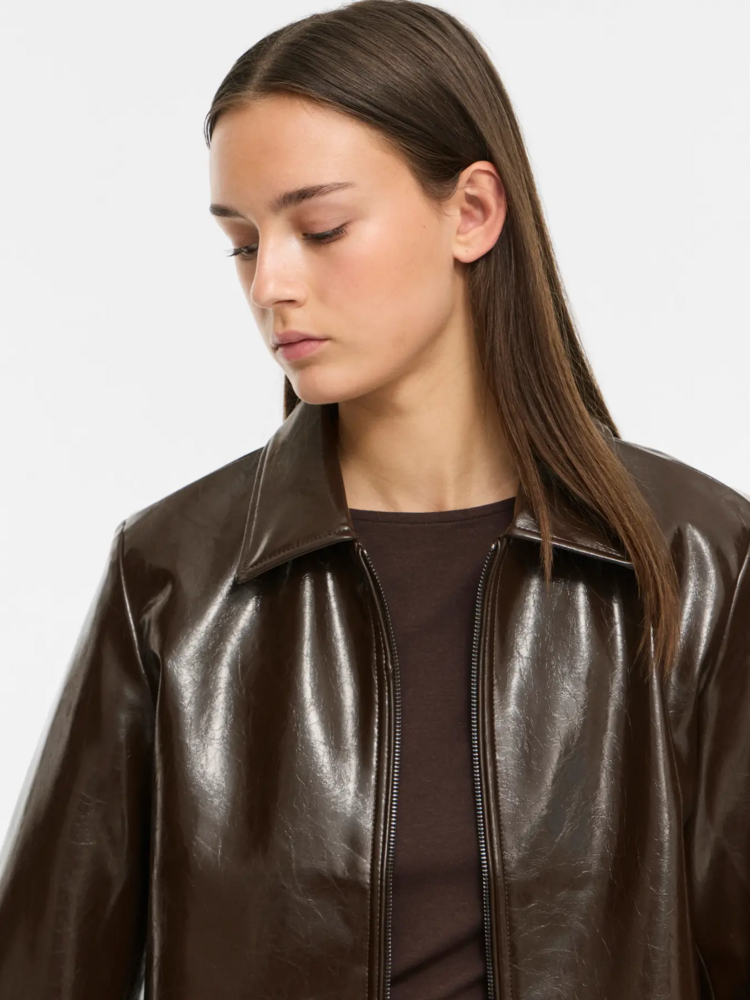 Vila Clothes vishinny zipper jacket - shiny brown