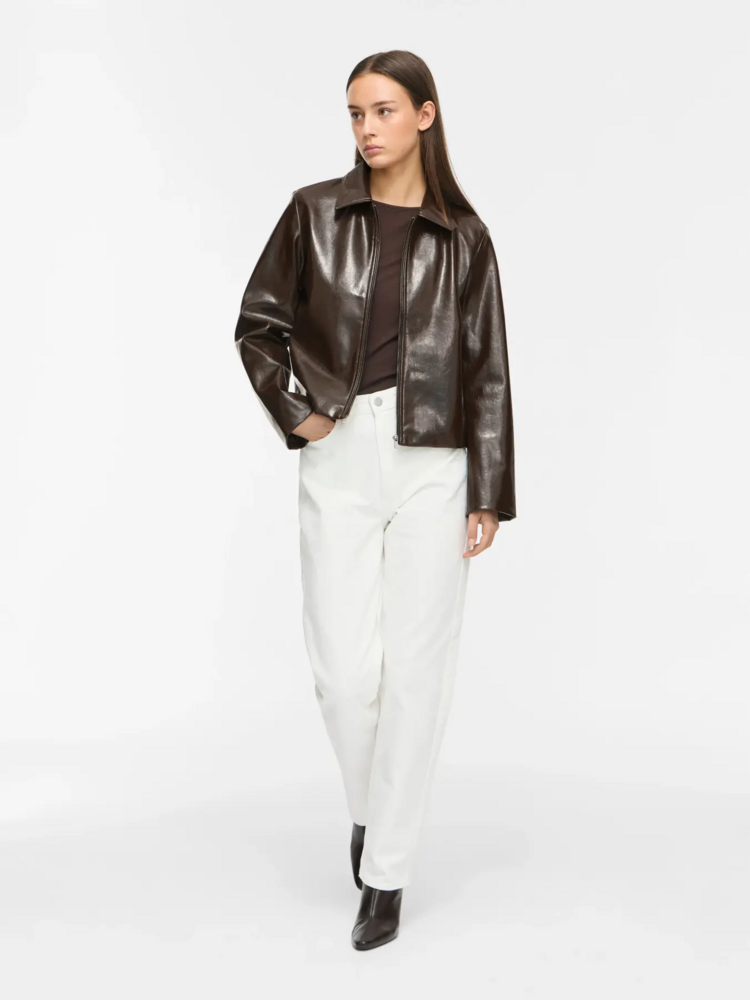 Vila Clothes vishinny zipper jacket - shiny brown