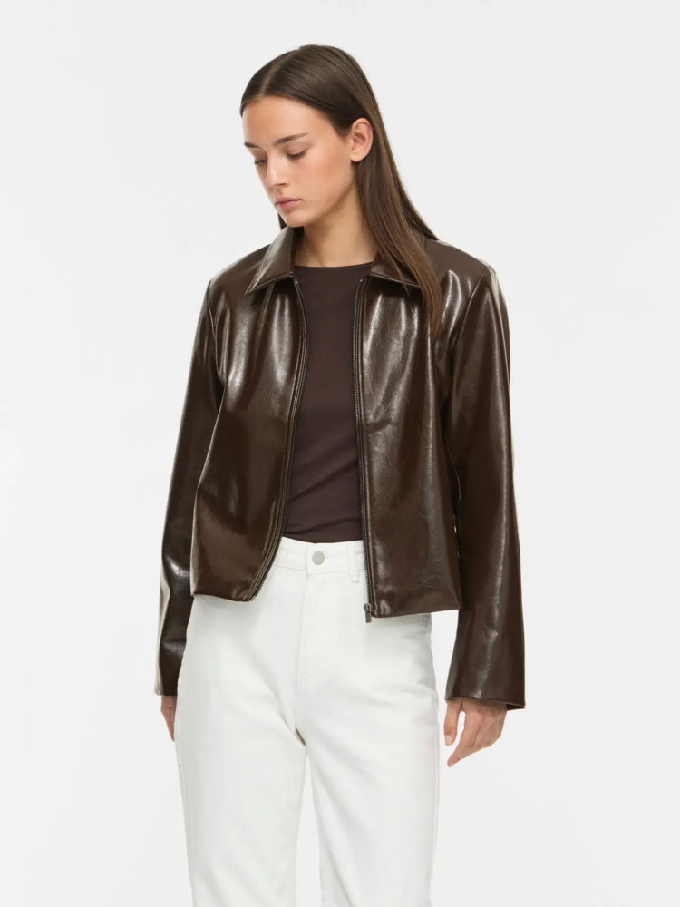 Vila Clothes vishinny zipper jacket - shiny brown