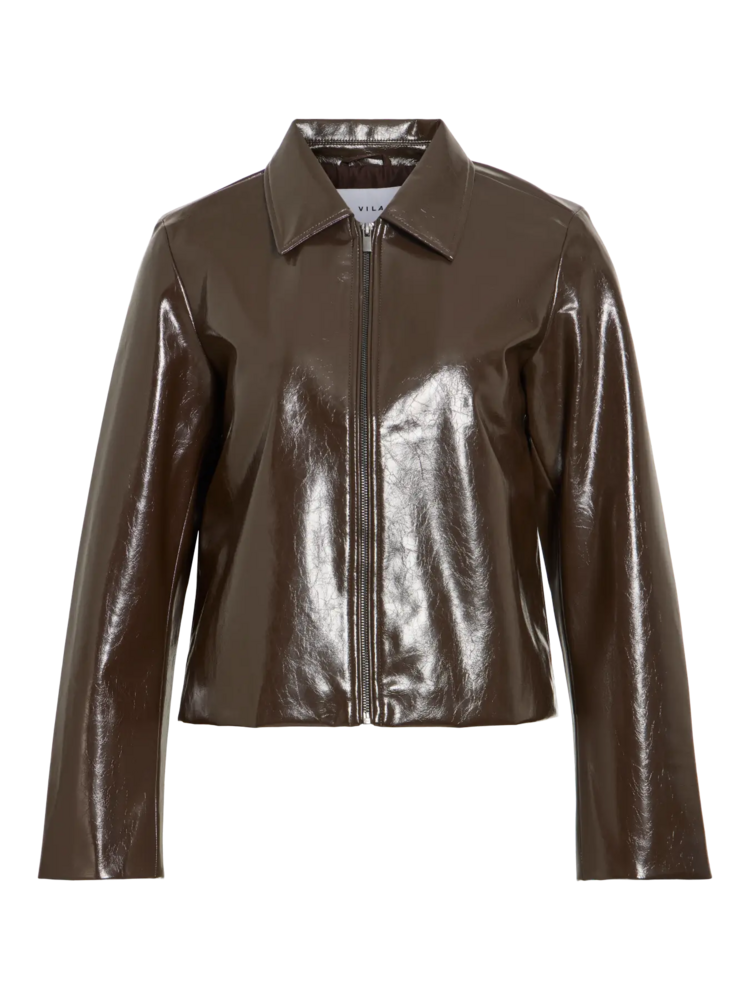 Vila Clothes vishinny zipper jacket - shiny brown