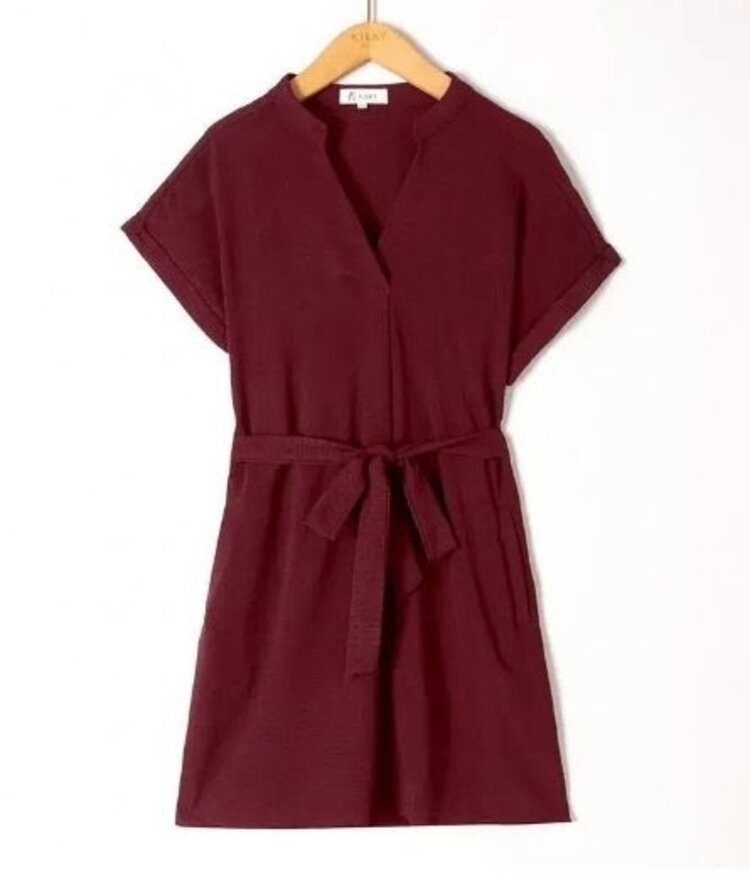 Sillie cap sleeve short dress - burgundy