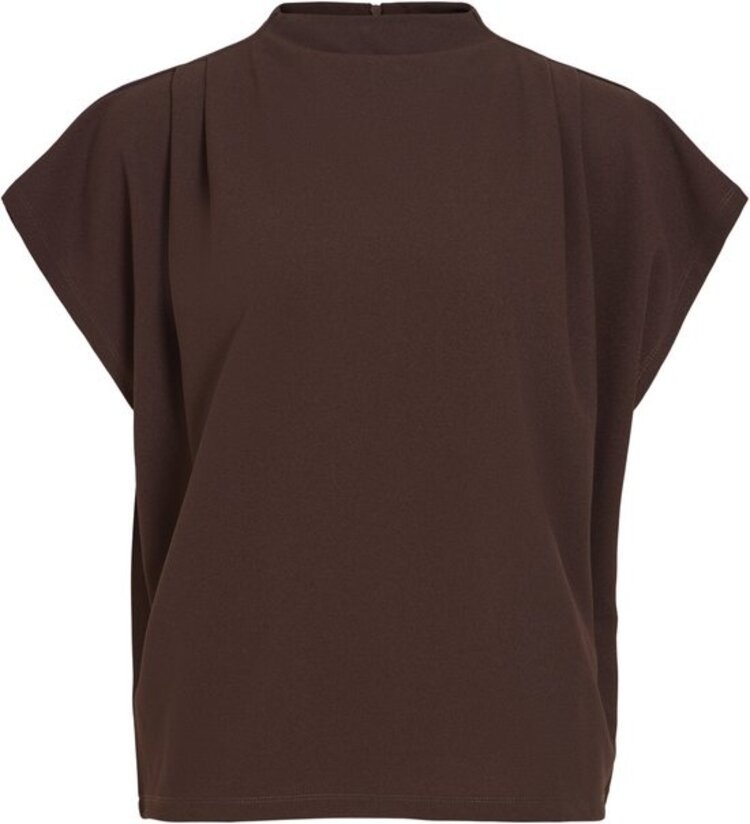Vila Clothes vimerlano funnelneck pleaded top - brown