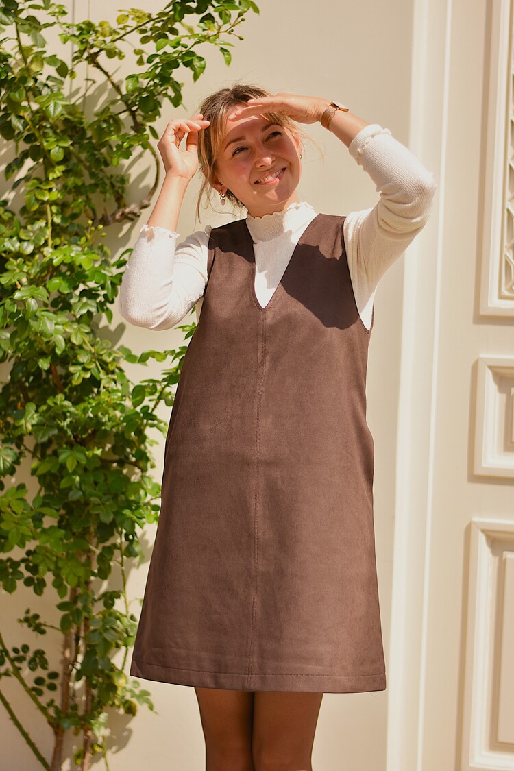 Grace & Mila anaya robe V courte - chocolat